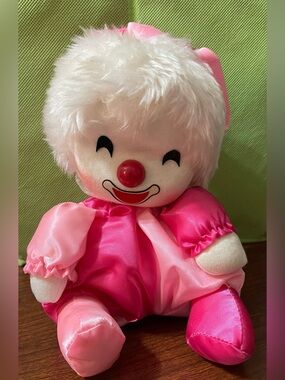 1980’s Vintage wind up clown musical moving head pink